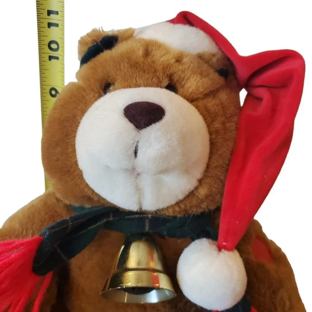 Vintage 90s Christmas‎ Musical Jingle Bells Plush Teddy Bear Stuffed Animal 11